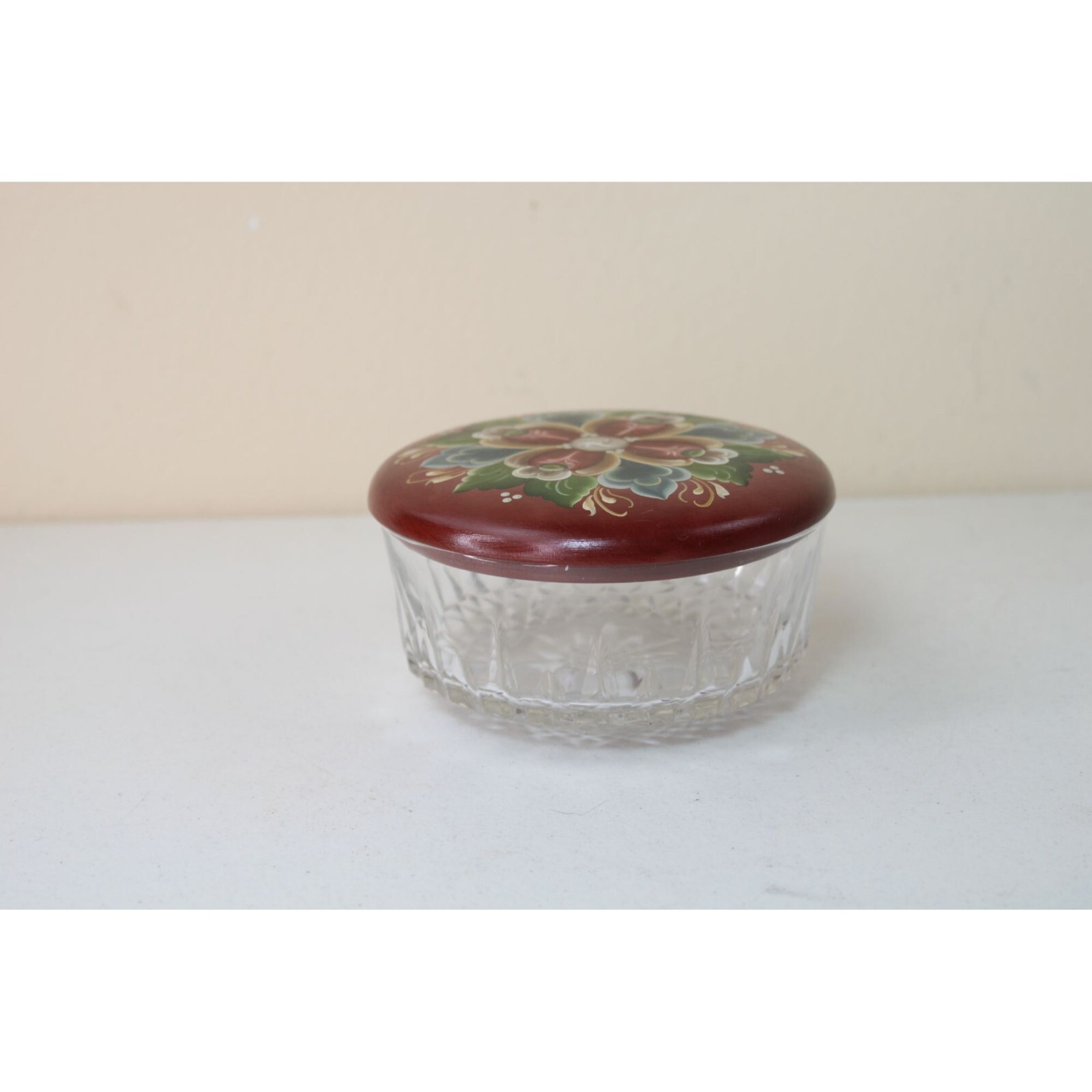Rosemaling Lid Arcoroc France Glass Covered Dish Vintage 91614 Signed