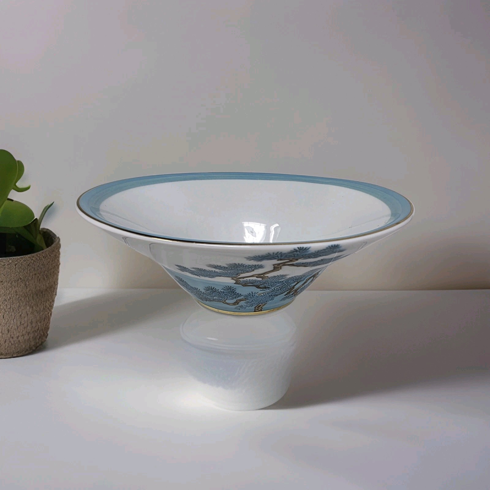 Raynaud Limoges Jardin Celeste Porcelain Bowl with Pine Tree Design 6″