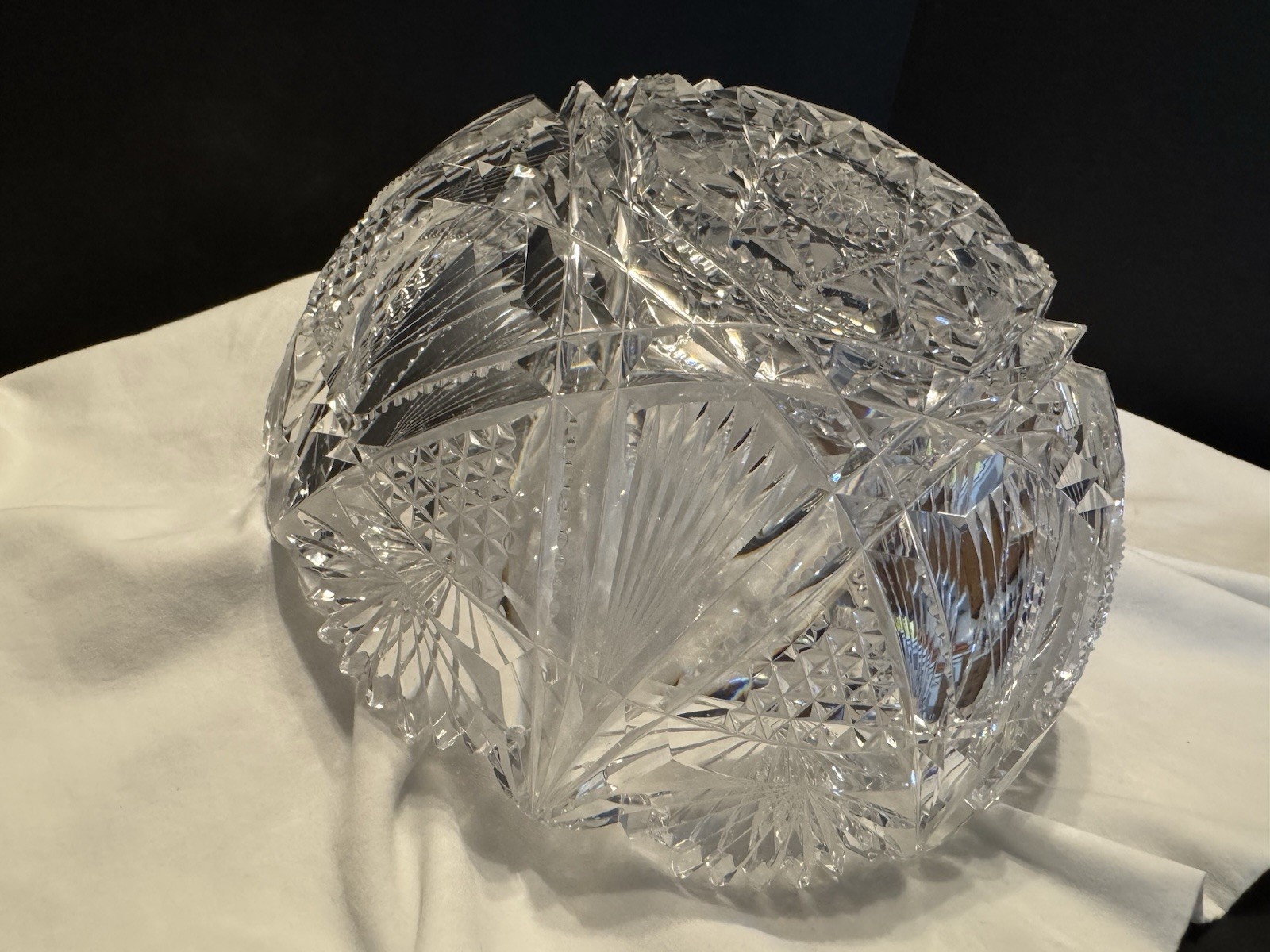 9” American Brilliant Period Crystal Glass Cut Bowl