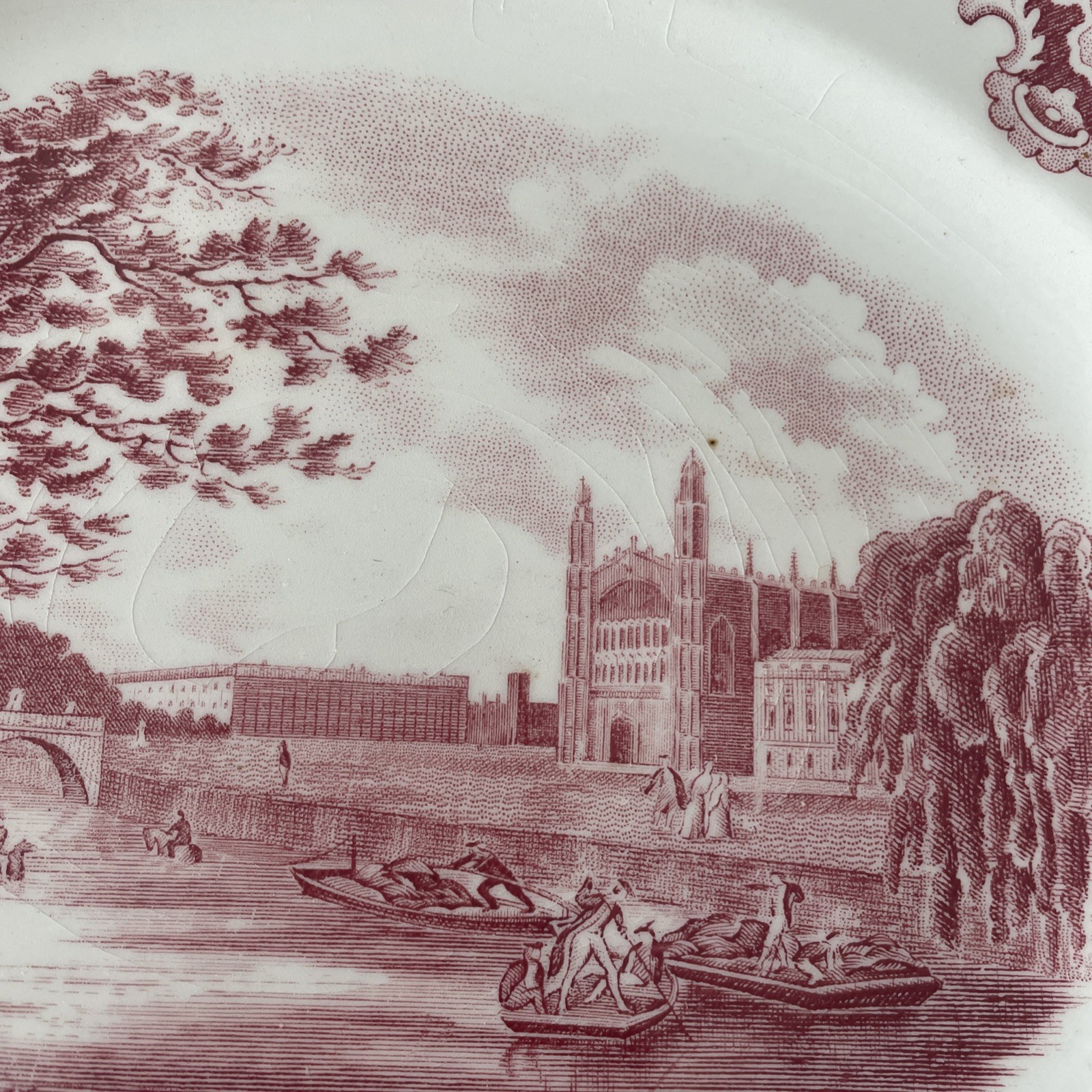 Johnson Brothers Old Britain Castles Cambridge Pink Transferware Platter 12″