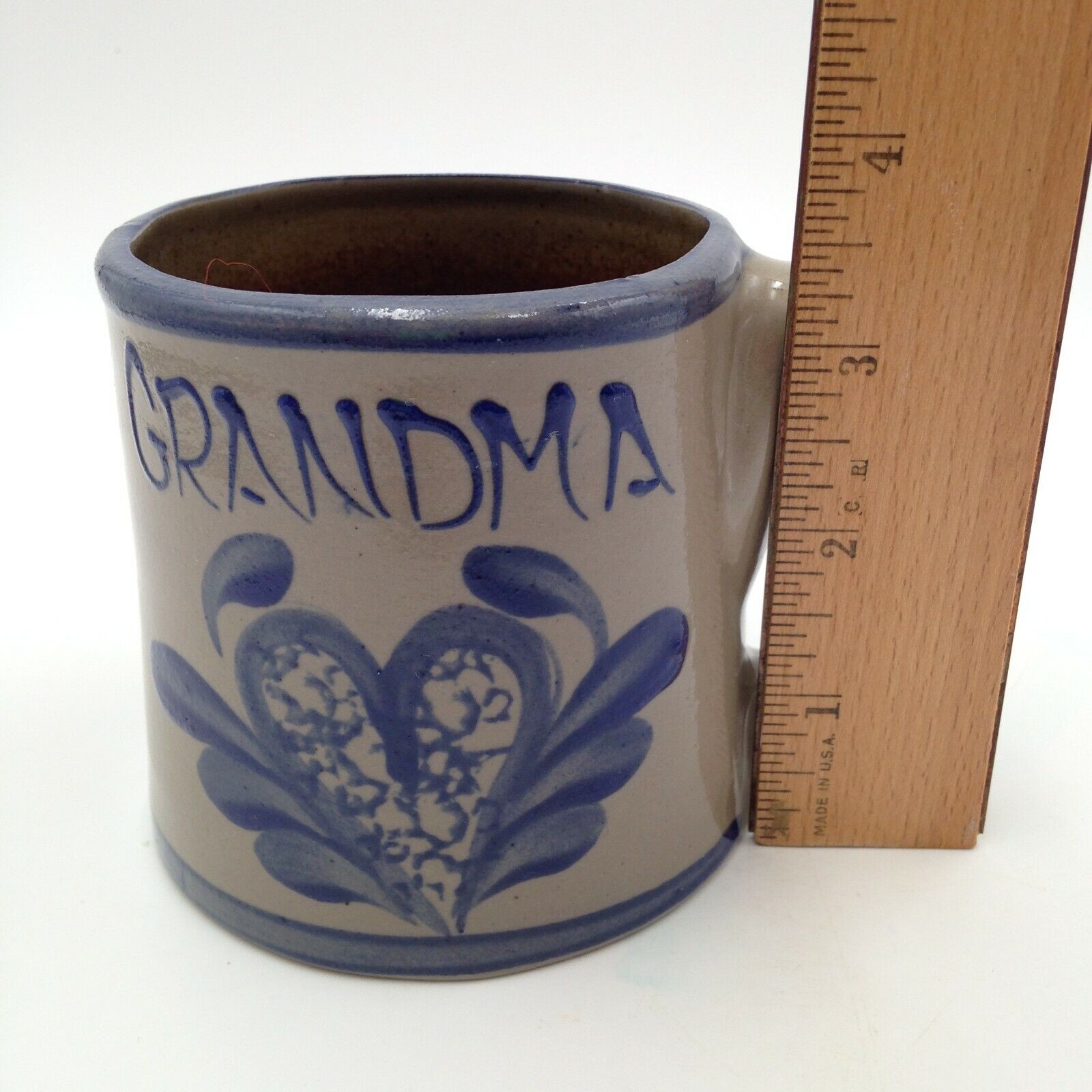 Beaumont Brothers Pottery Grandma Mug Heart Salt Glazed Handmade 1997 Vintage