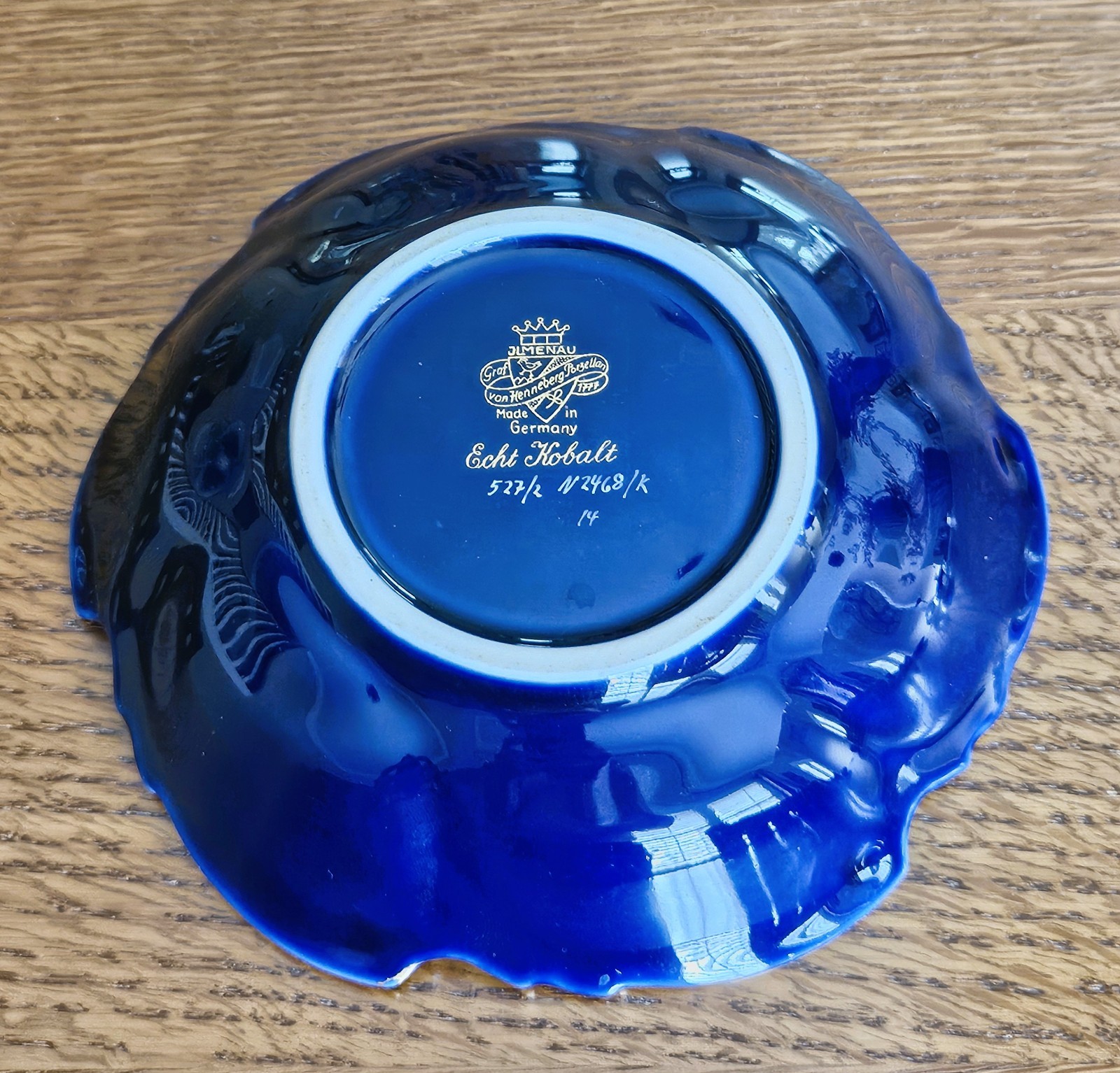 Vintage Echt Kobalt Jlmenau Graf Von Henneberg Blue Porcelain Bowl