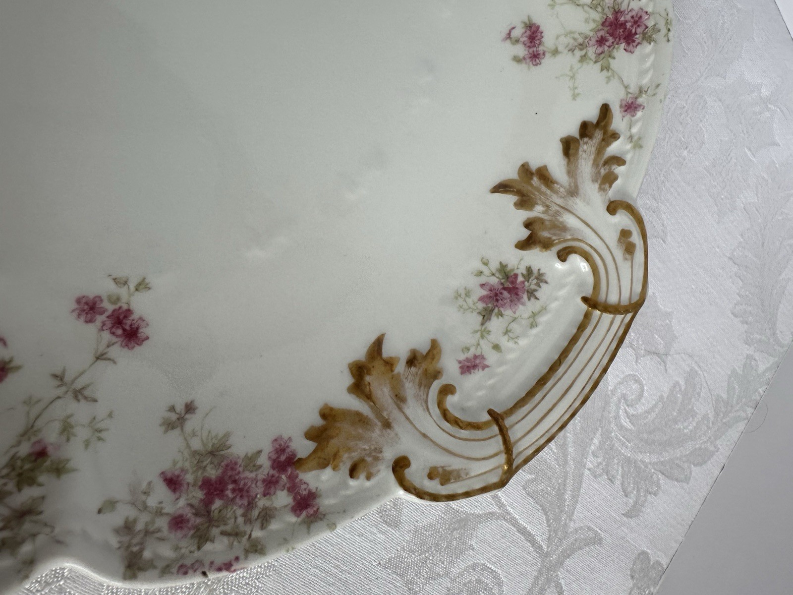 4 Charles Field Haviland Limoges Embossed Serving Platters W/Pink Floral Sprays