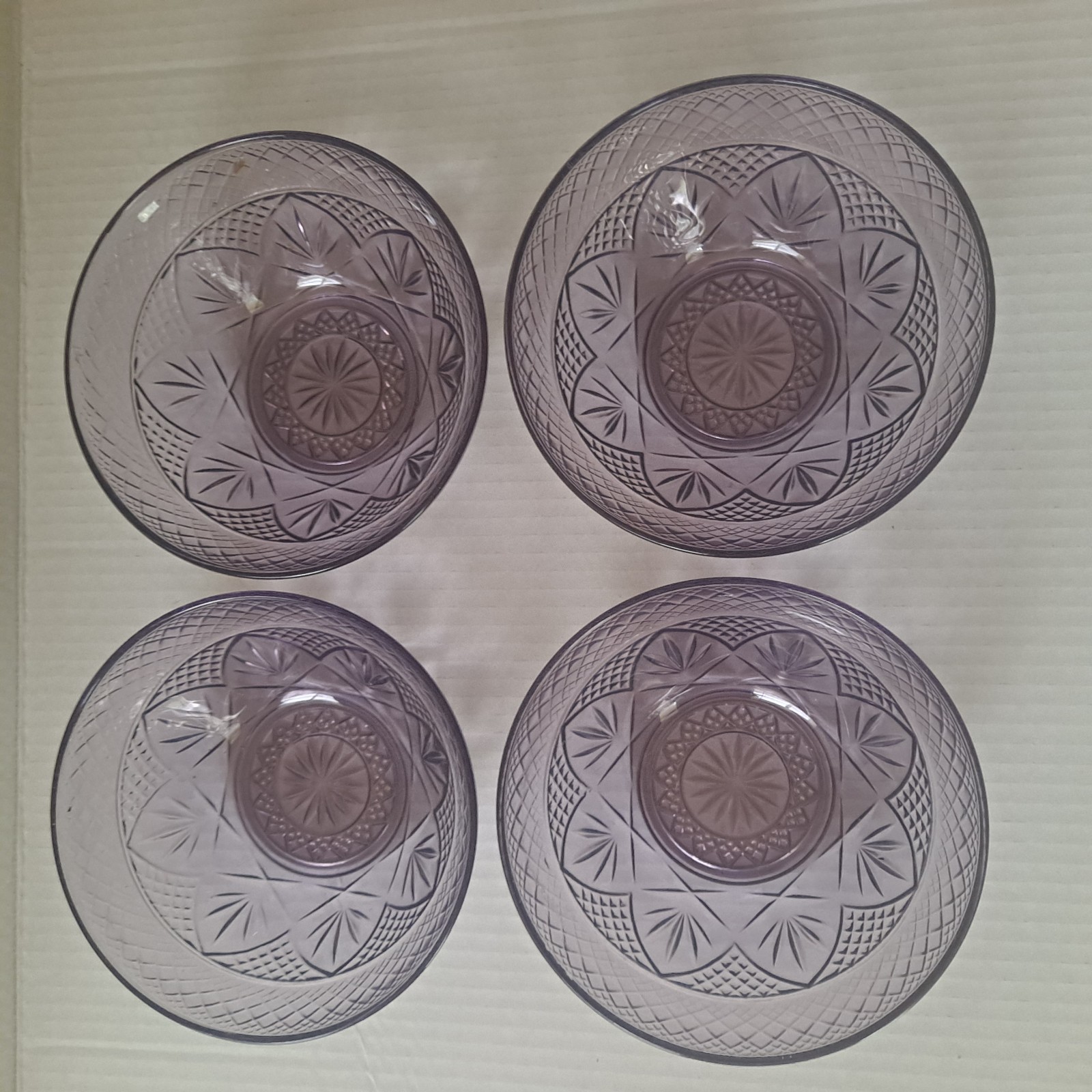 Set Of 4 – Cristal D’Arques Durand Antique Amethyst Purple 5 1/2″ Salad Bowls