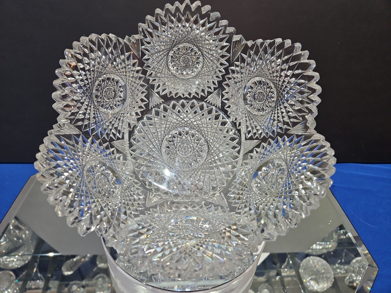 Extra Thick Bowl c.1900 American Brilliant Period Cut Glass Crystal Krantz Smith