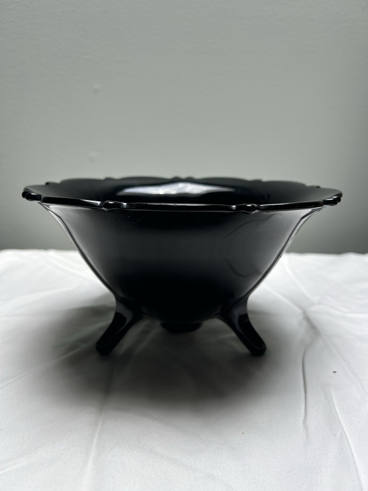 Mt Pleasant Black Amethyst Glass 3-Sided Double Shield Candy Bowl, L. E. Smith