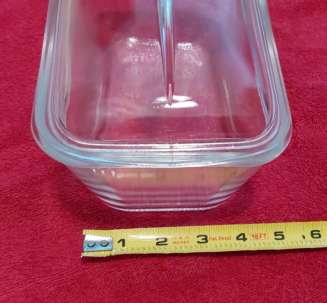 Vintage Clear Glasbake Art Deco Fin Lid Bread Casserole Lidded 1.5 Quart Dish