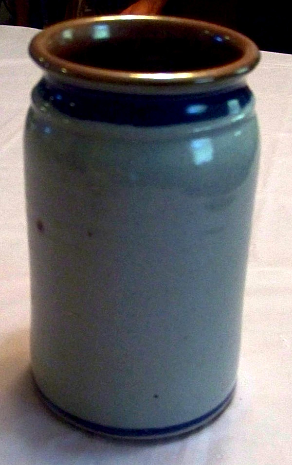 Westerwald style Salt Glazed Stoneware Pottery Crock Centre Hall PaGray Blue Tan