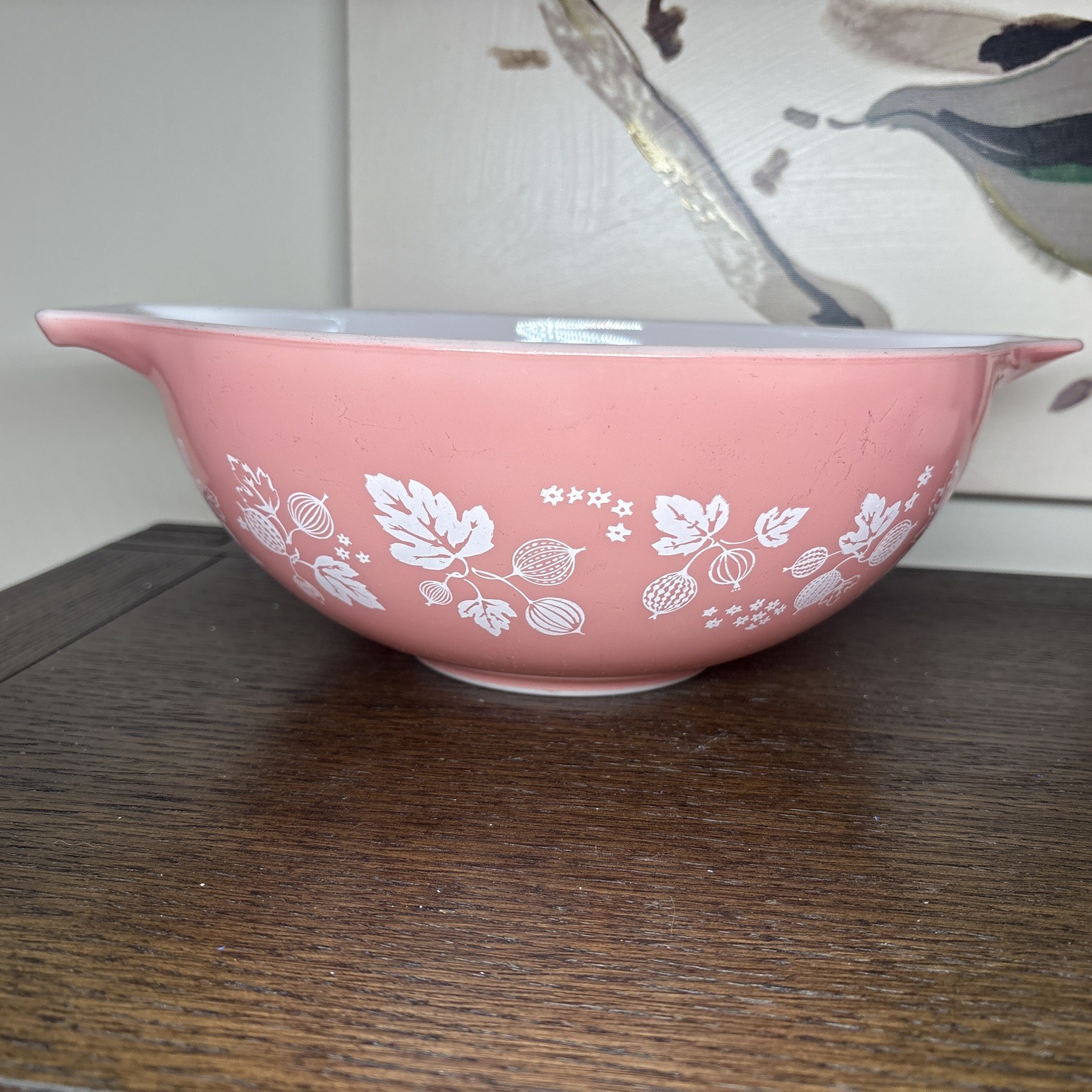 Pyrex Pink Gooseberry Cinderella Mixing Bowl 444 4QT Nesting Bowl Vintage