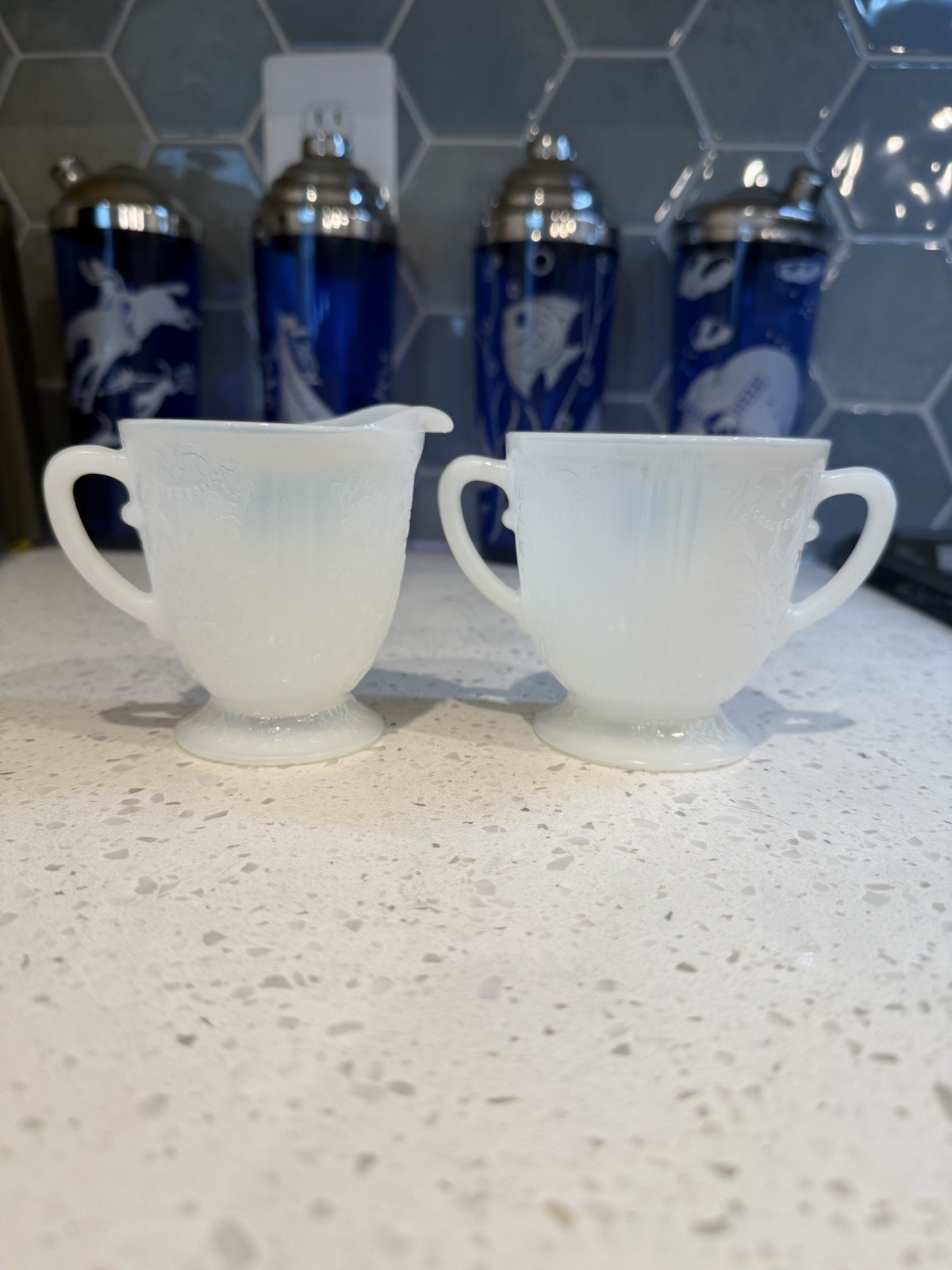 Macbeth Evans American Sweetheart Monax Creamer And Sugar Set Depression Glass