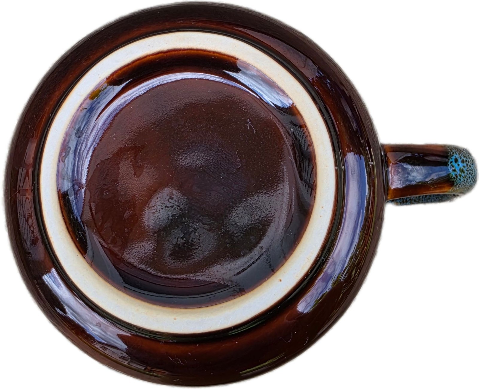 Vintage Studio Pottery Lava Drip Glaze Ceramic Coffee Mug Tea Cup Blue Brown EUC