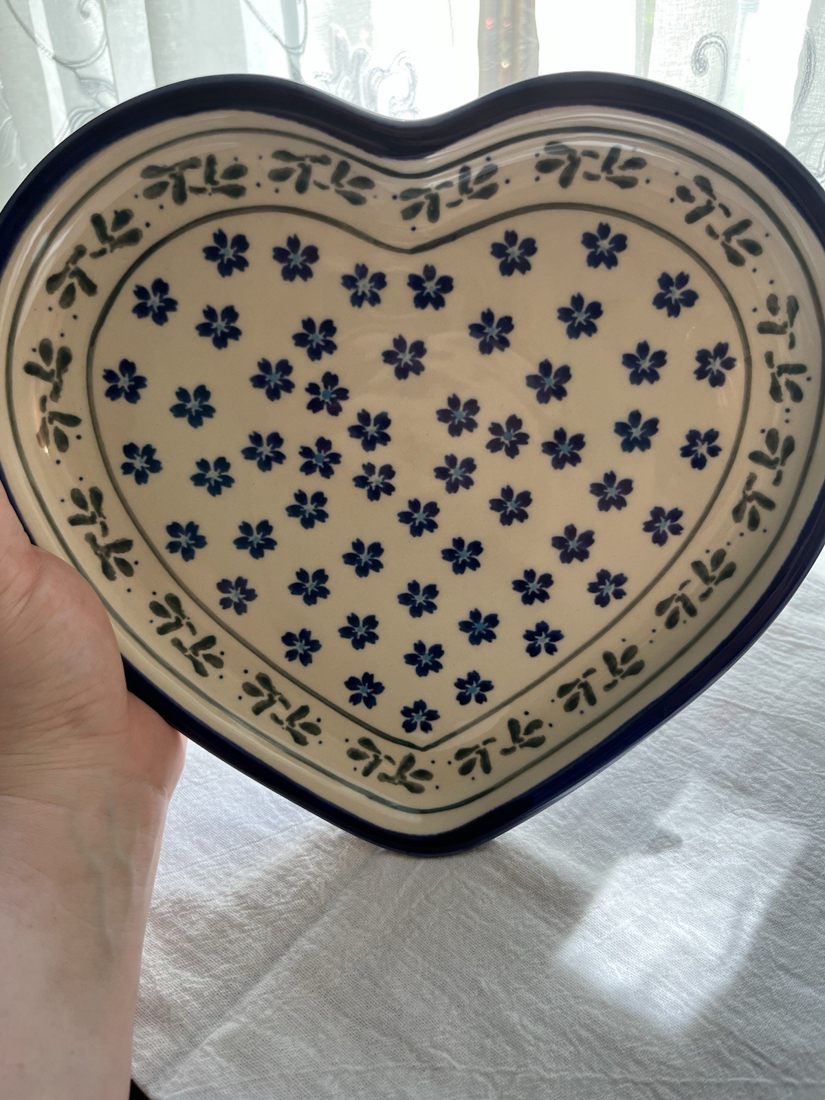 Polish Pottery Heart Shaped Dish Platter