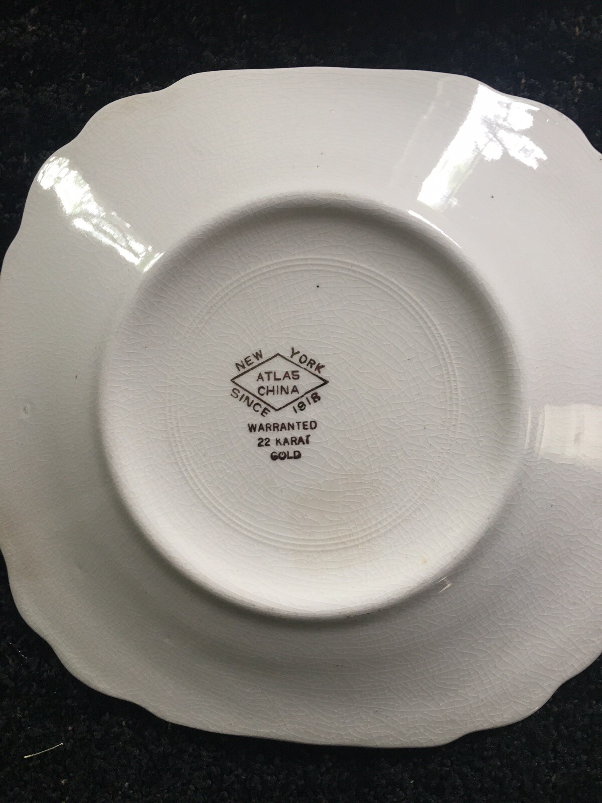 New York Atlas China 6 Dessert Plates Warranted 22 Karat Gold