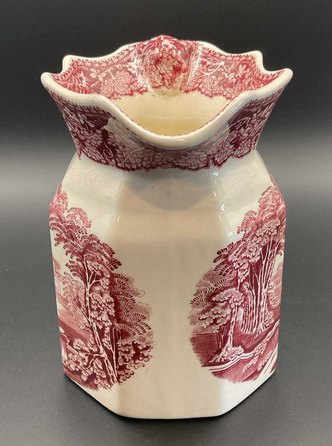 VTG Mason’s Ironstone Vista England Jug Pitcher Pink Red 5 1/2 Inches