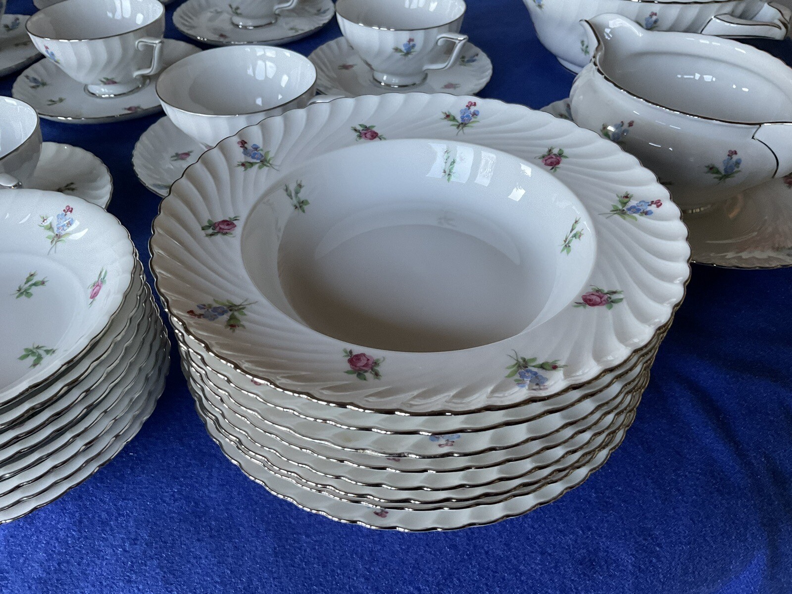 Royal Tettau 1794 Germany “Dresden Flowers” 7 Pieces, 8 Place Setting + Serving