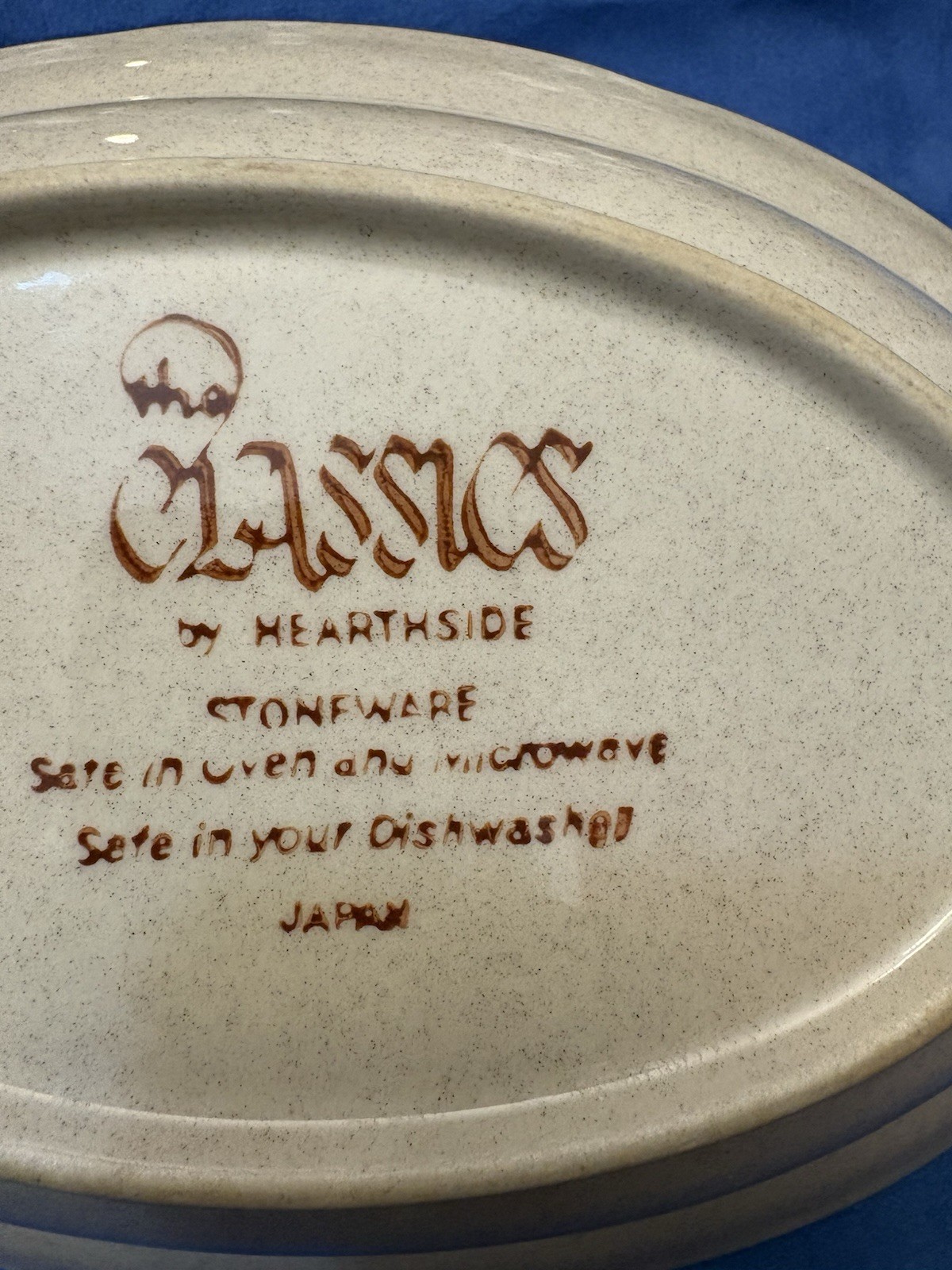 Hearthside Cameo Stoneware Oval Platter 12×9 Beige/Brown Rim Japan Oven Safe
