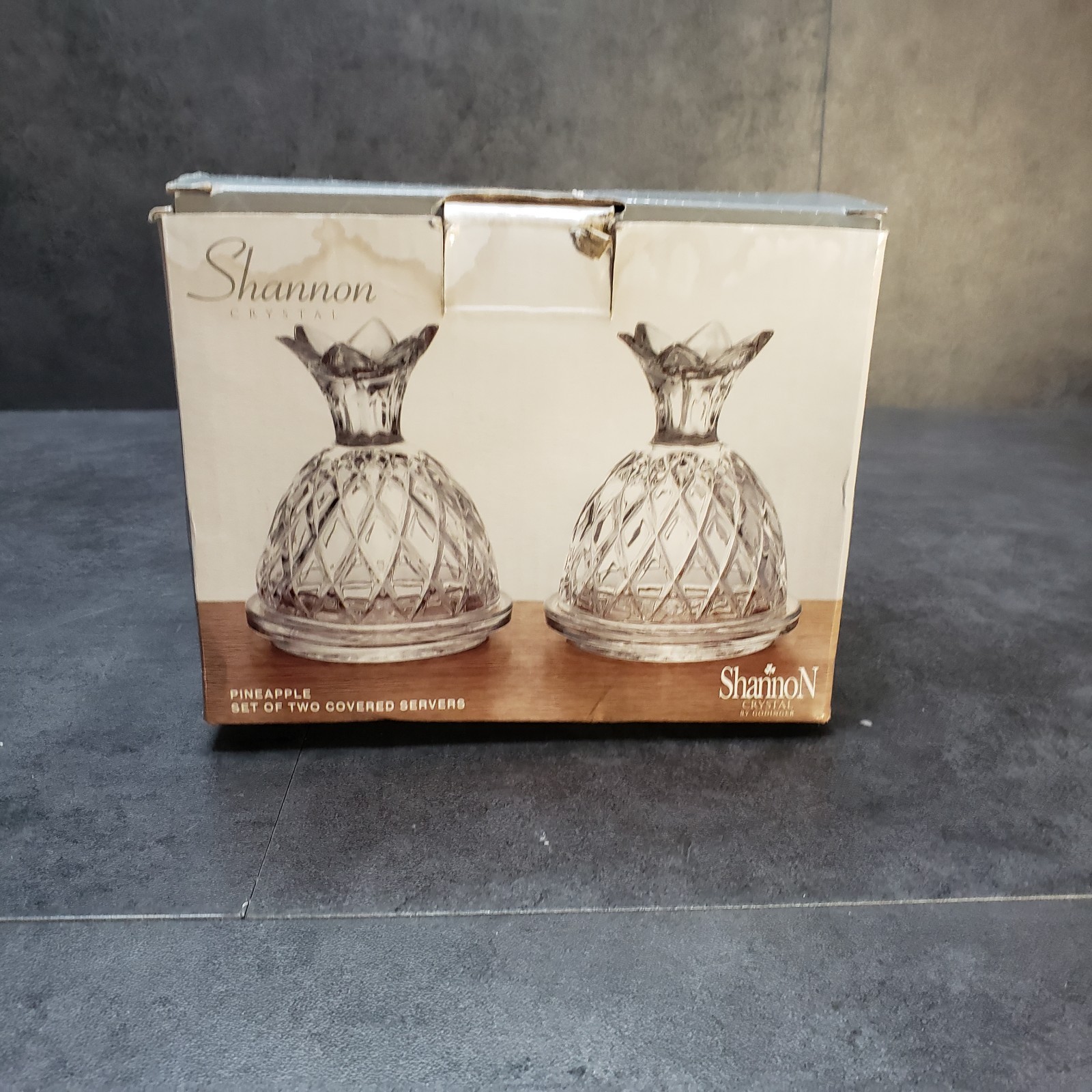 Shannon Crystal Covered Pineapple Servers by Godinger with Original Box