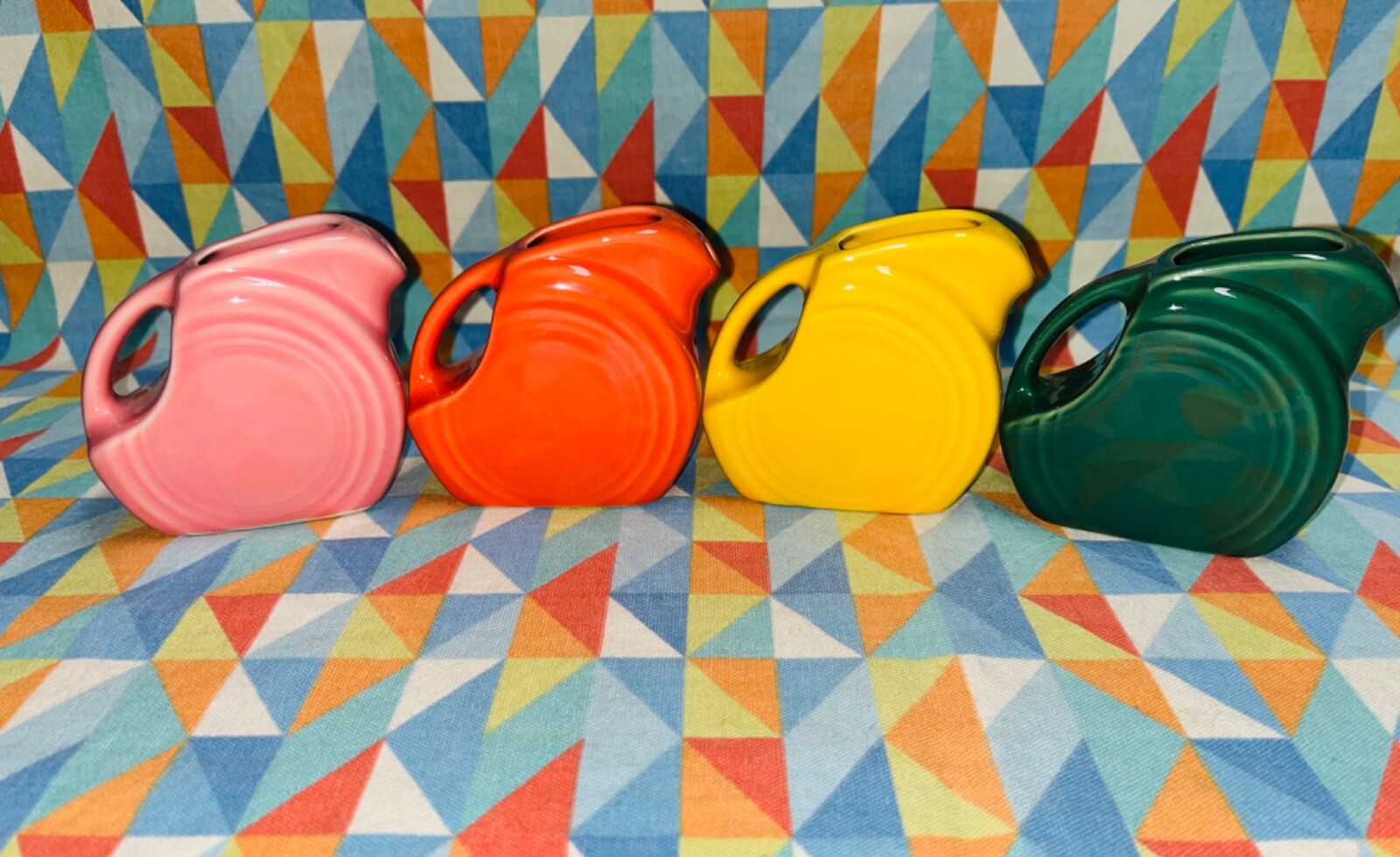 FIESTAWARE MINI DISK PITCHER creamer SET OF 4 NEW FIESTA 5 OZ. disc SHIPS FREE!