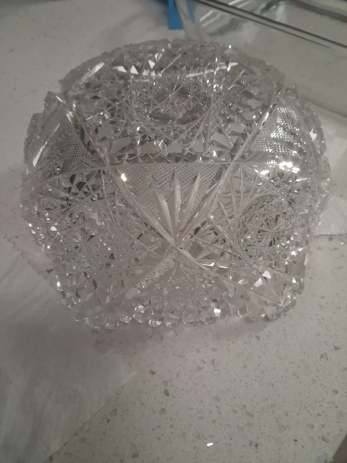 9″ BOWL American Brilliant Cut Glass Crystal Corinthian Hobstars! 1131