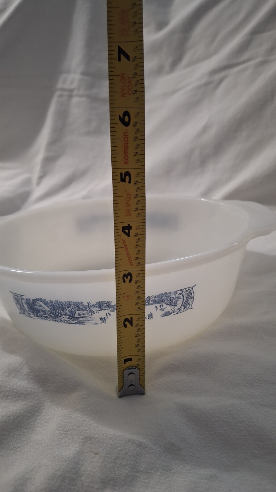 Vintage Glasbake Milk Glass Casserole Dish 1.5 Quart No Lid Currier & Ives