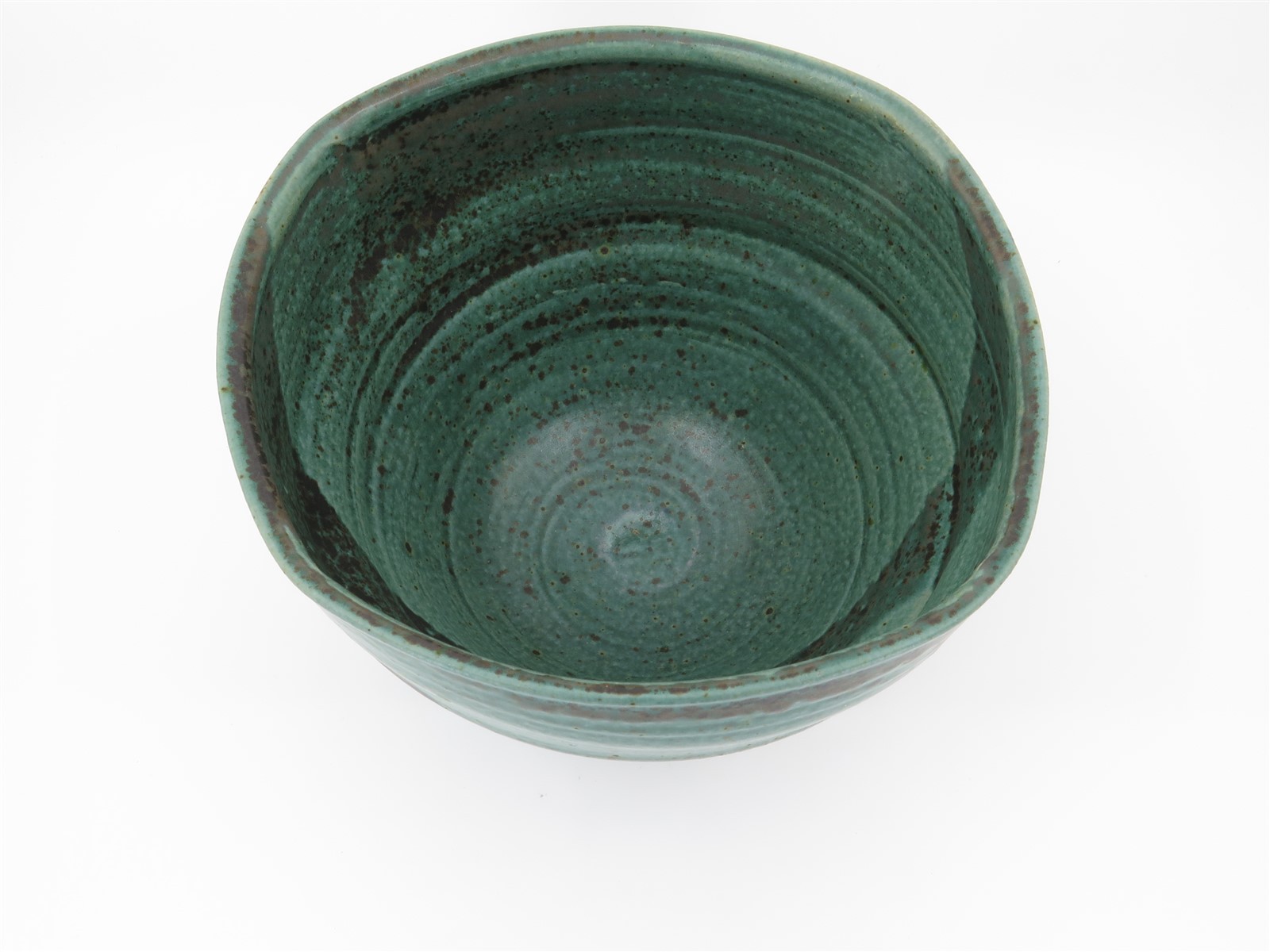Superb Modernist Studio Pottery Ceramic Bowl Glazed & Signed 5.5″ x 7.75″ Diam