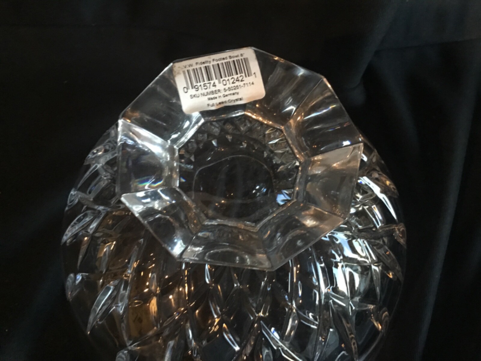 Vintage Vera Wang Cut Crystal Footed Bowl 8” Fidelity Pattern in Original Box