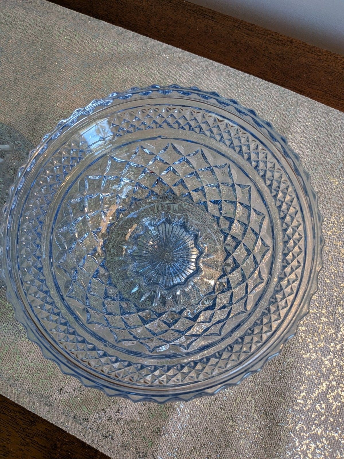 Anchor Hocking WEXFORD Vtg Sapphire Light Blue Footed Compote w/ Lid Candy Dish