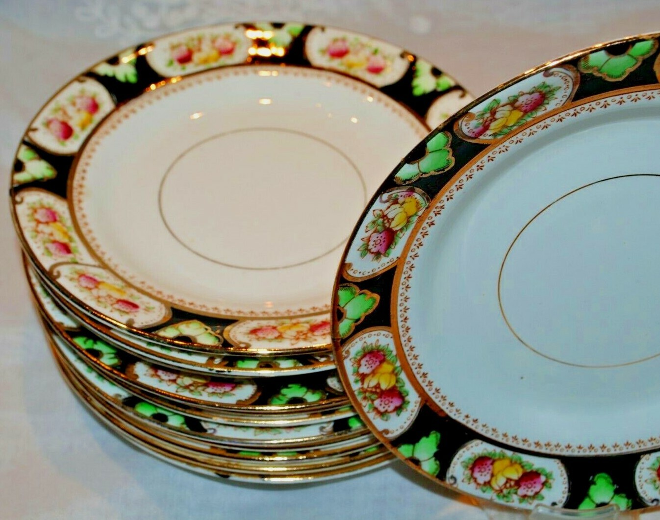 VINTAGE STANDARD CHINA IMARI LOT 6 B&B SIDE PLATES COBALT BLUE RUST ENGLAND