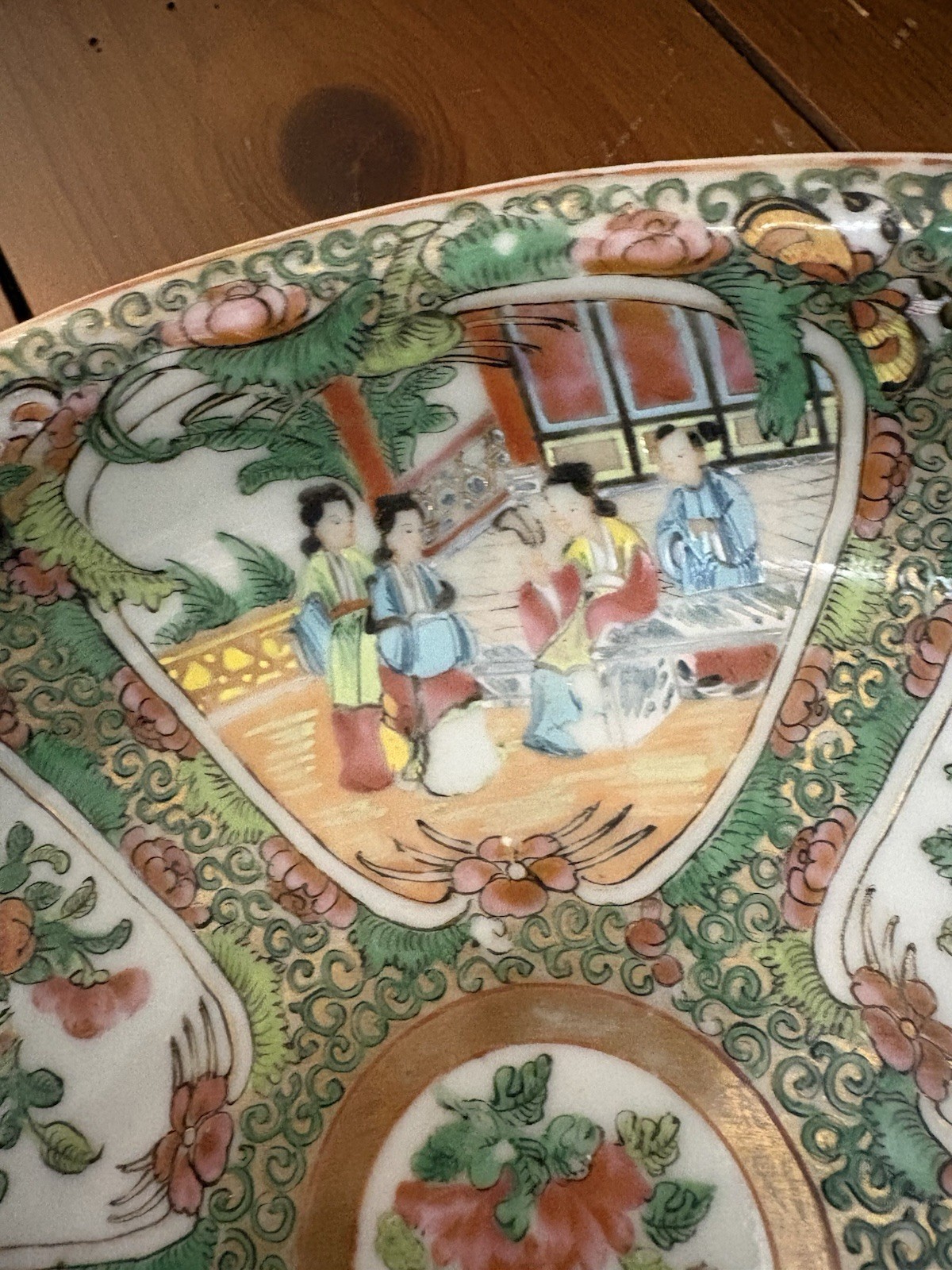 Antique 19th Century Chinese Rose Medallion Porcelain Platter- 11×9 in