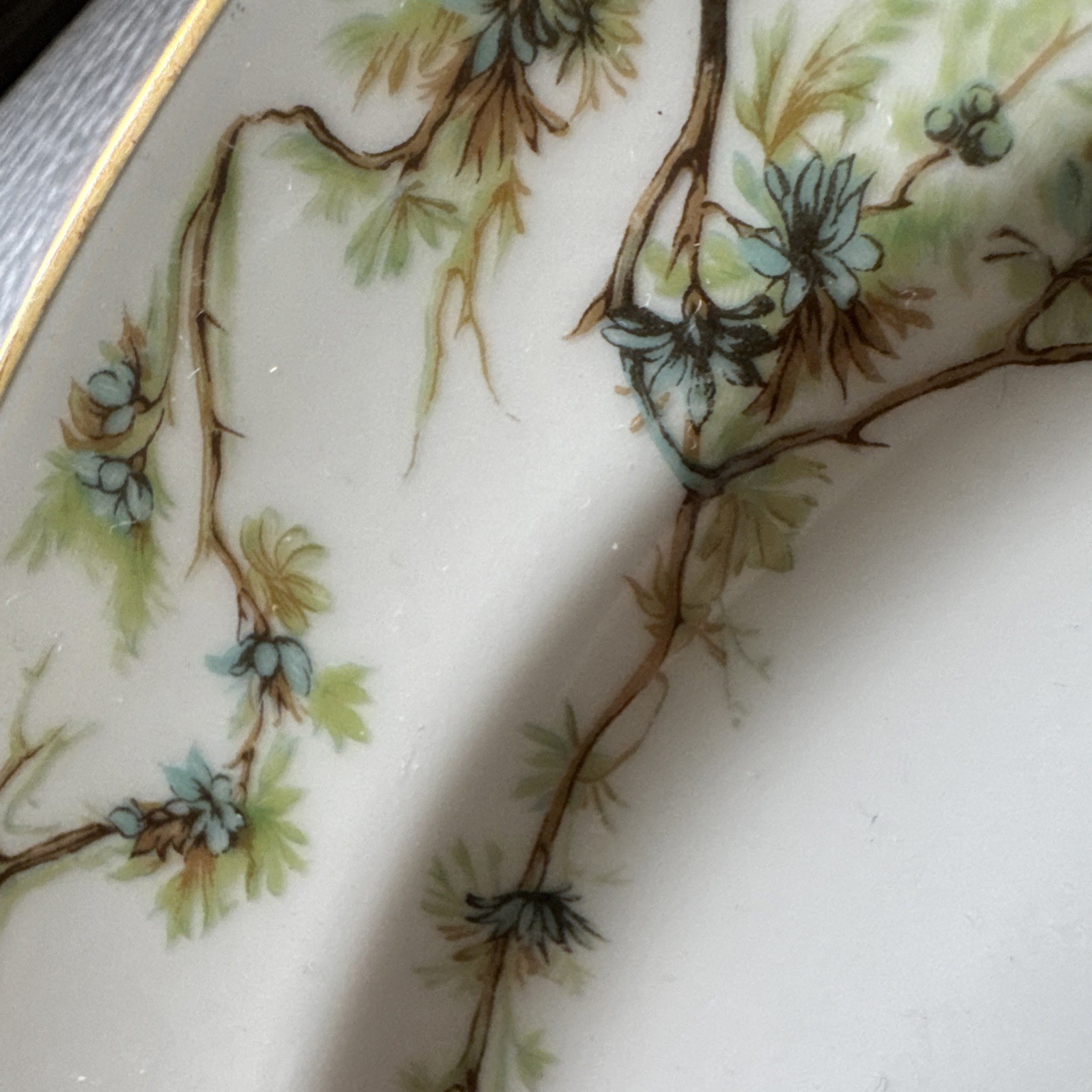 Antique Haviland France 8.5” Porcelain Plate Asymmetrical Pinecone Pattern, #1