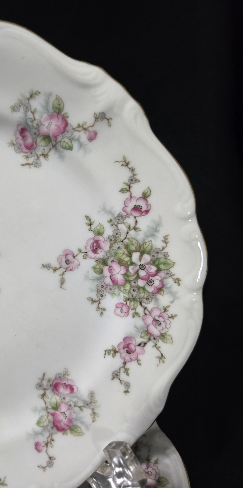 MINT Johann Haviland Bridal Rose Bavaria 3 Bread Plates Pink Roses 6 1/4″