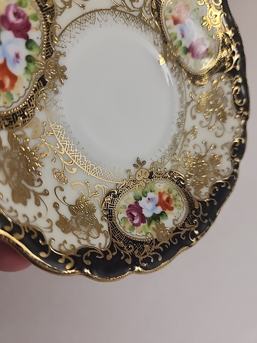 Vintage Chubu China Saucer Made in Occupied Japan Hand-Painted Gold Gilt Moriage