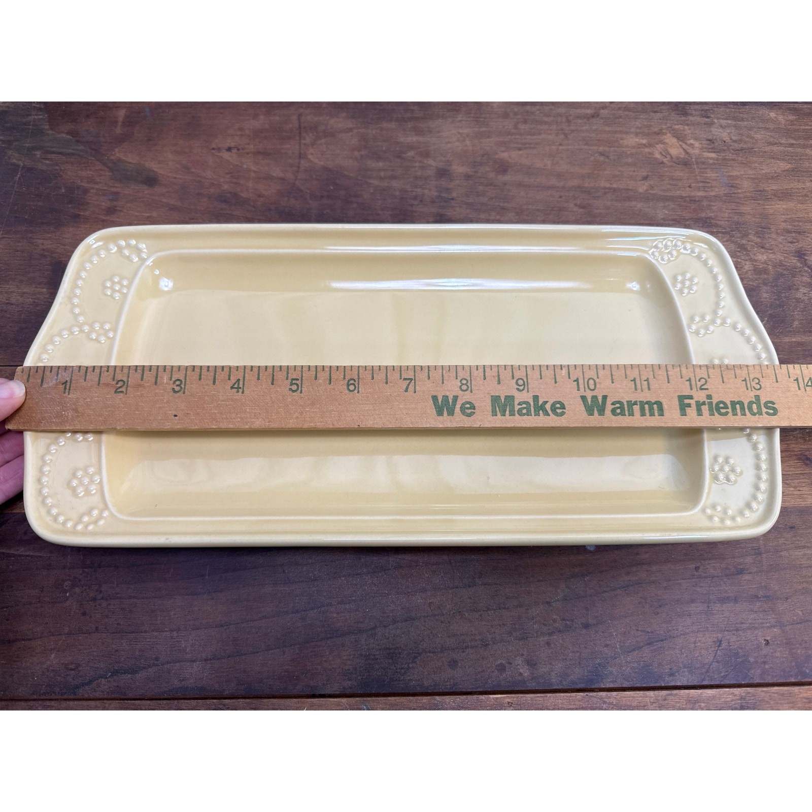 Food Network Fontinella Yellow Stoneware Rectangular Embossed Serving Platter