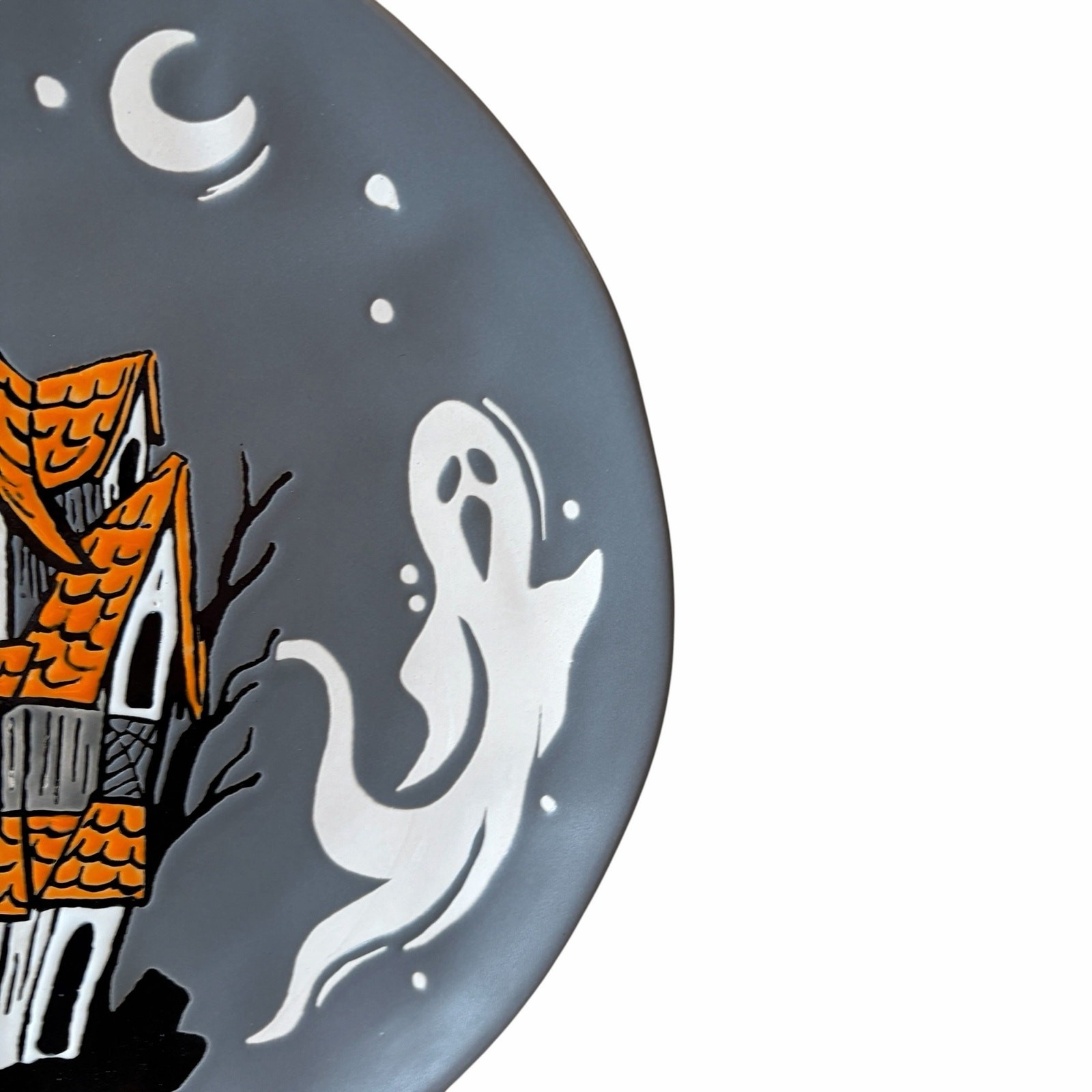 Eli + Ana Halloween Ghost Dinner Plates 11in Haunted House Set of 4 Ceramic NEW