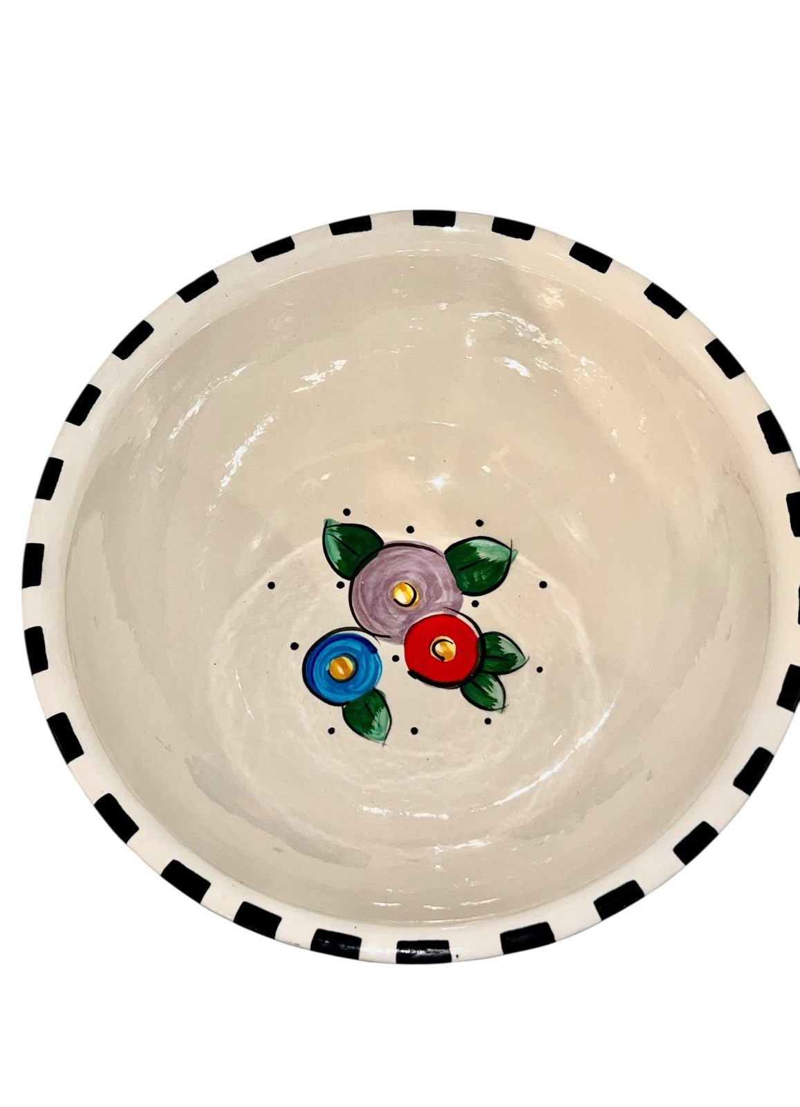 VTG GAETANO Pottery Mary Engelbreit Serving Mixing Bowl Rose Flower Design 1994