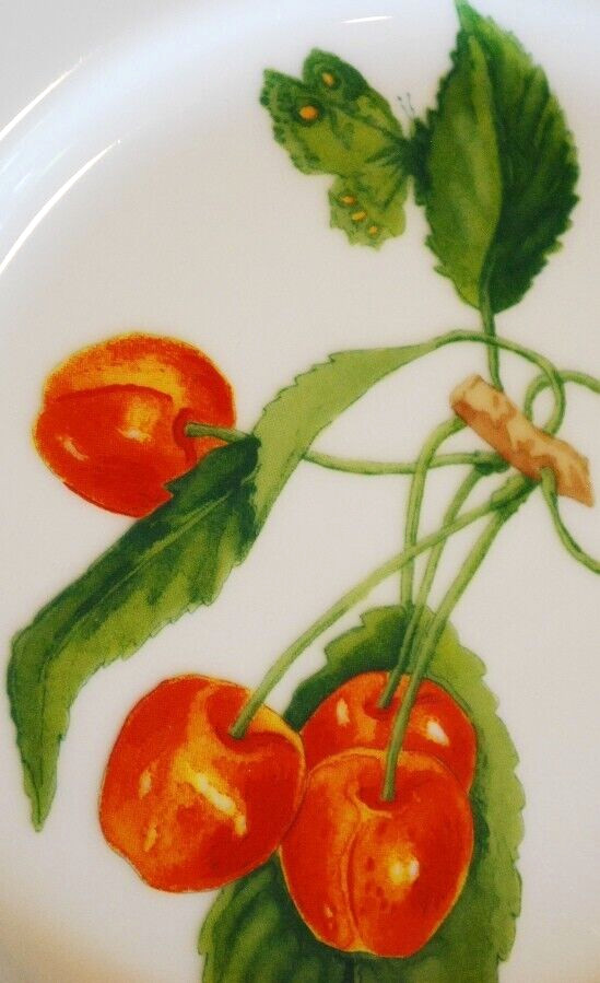Vintage Set 4 ORCHARD SUITE Williams Sonoma Dessert Plates FRUIT/POETRY 7 7/8″
