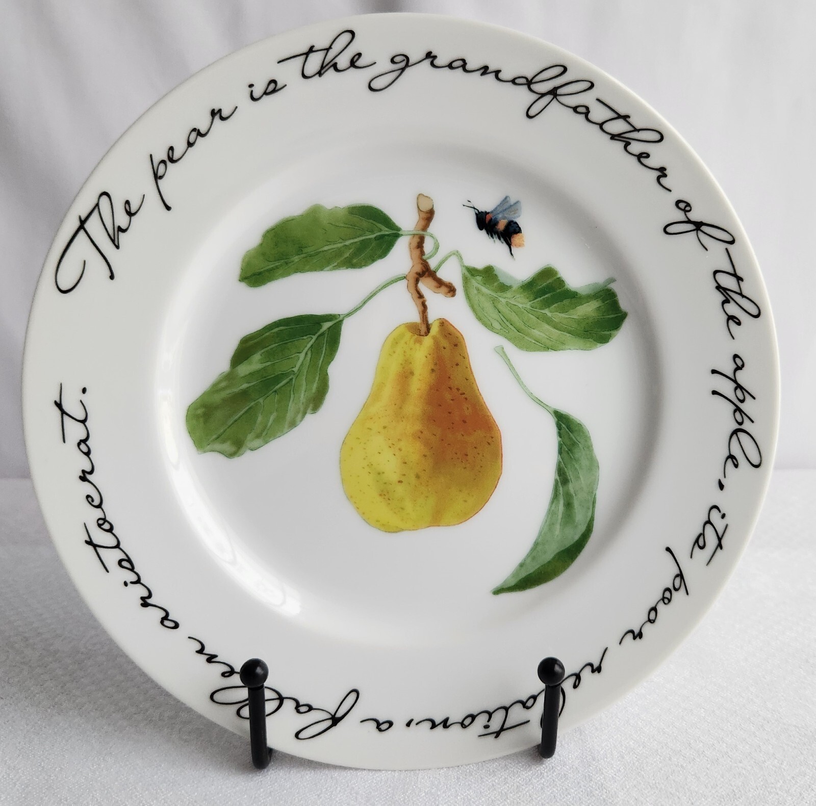 Williams Sonoma Orchard Suite Salad Dessert Plate Fruit Pear Image Script Donne