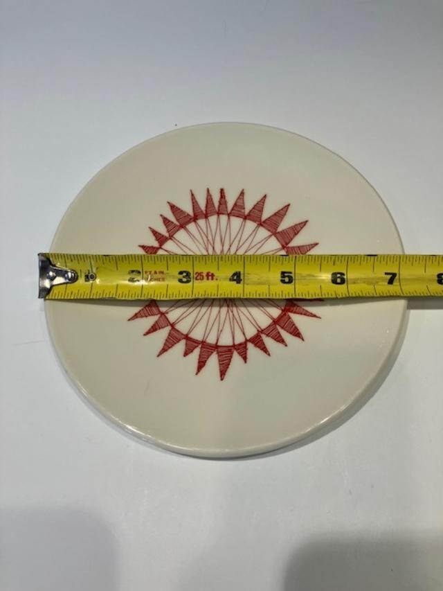 CRATE & BARREL Red Ornament Dessert Plate 7.25” Made in Great Britain