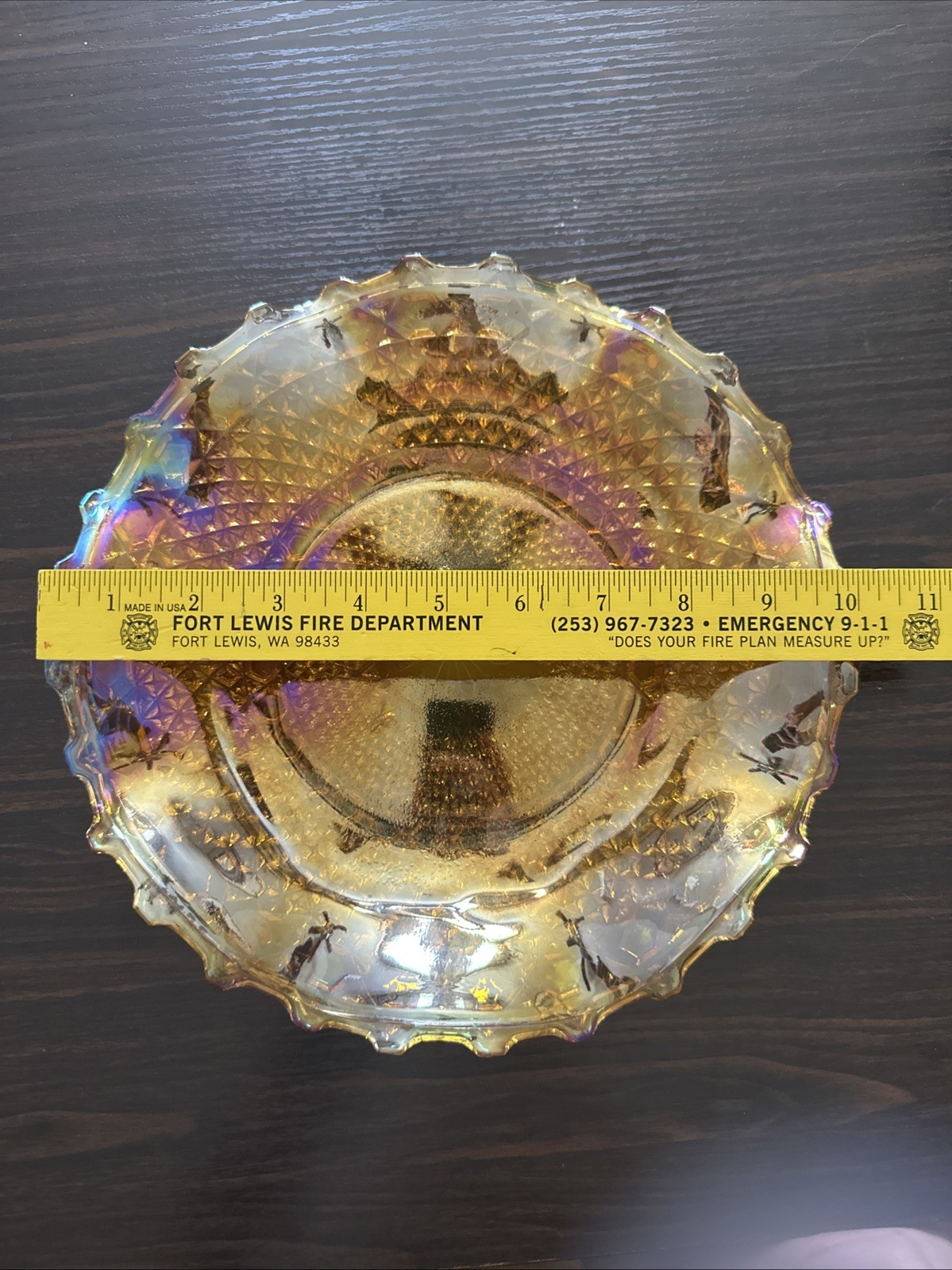 VINTAGE INDIANA GLASS CO CARNIVAL ORANGE MARIGOLD LEAF HOSTESS SERVING PLATE