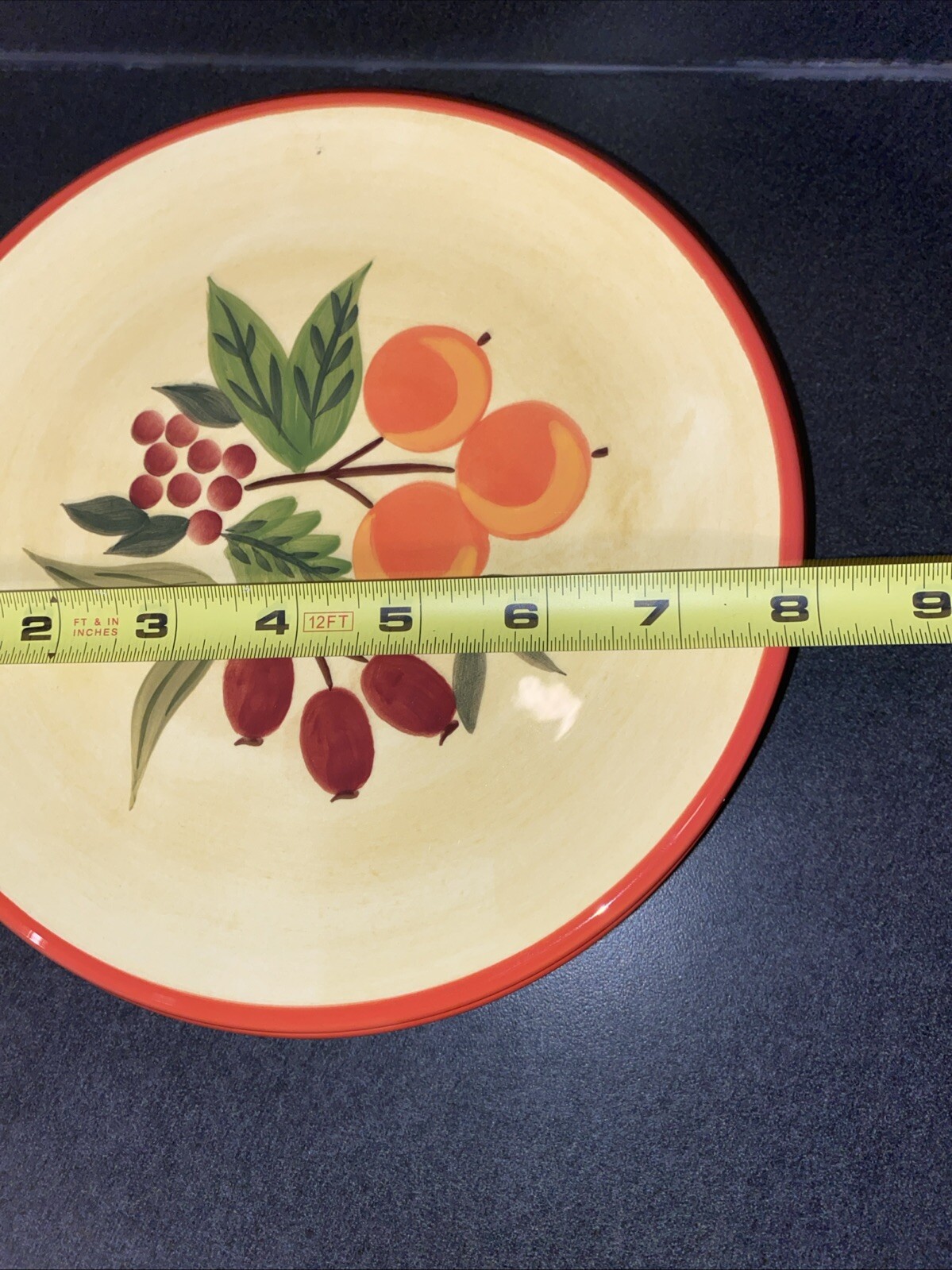 4 Salad Plates 8 in. Crate & Barrell Pomegranate Wreath Holiday