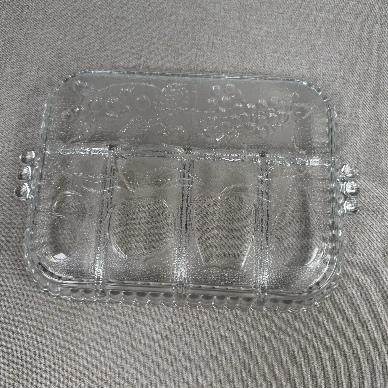 Vintage Indiana Glass Divided 5 Part Serving Relish Tray Platter Dish Fruit