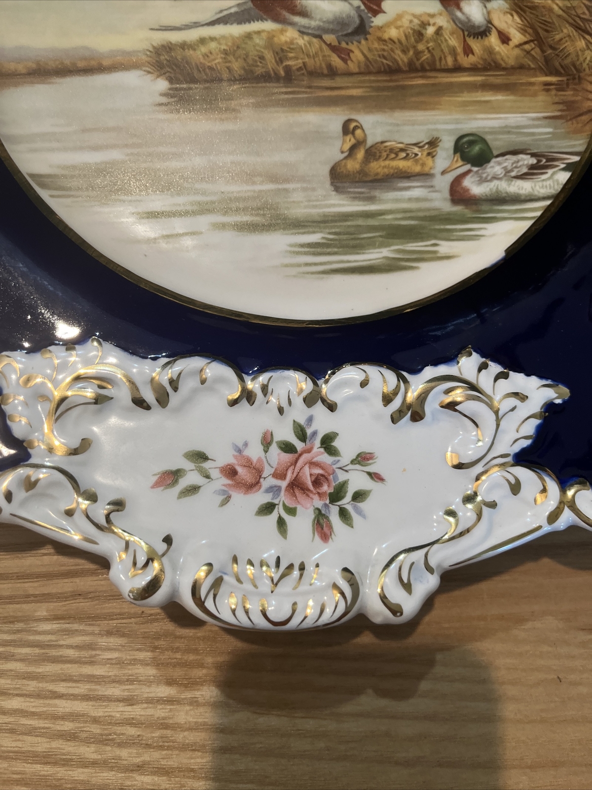 Racater Wall Plate Geese Ducks Fancy Edge Made In Spain Vintage MCM 13” READ