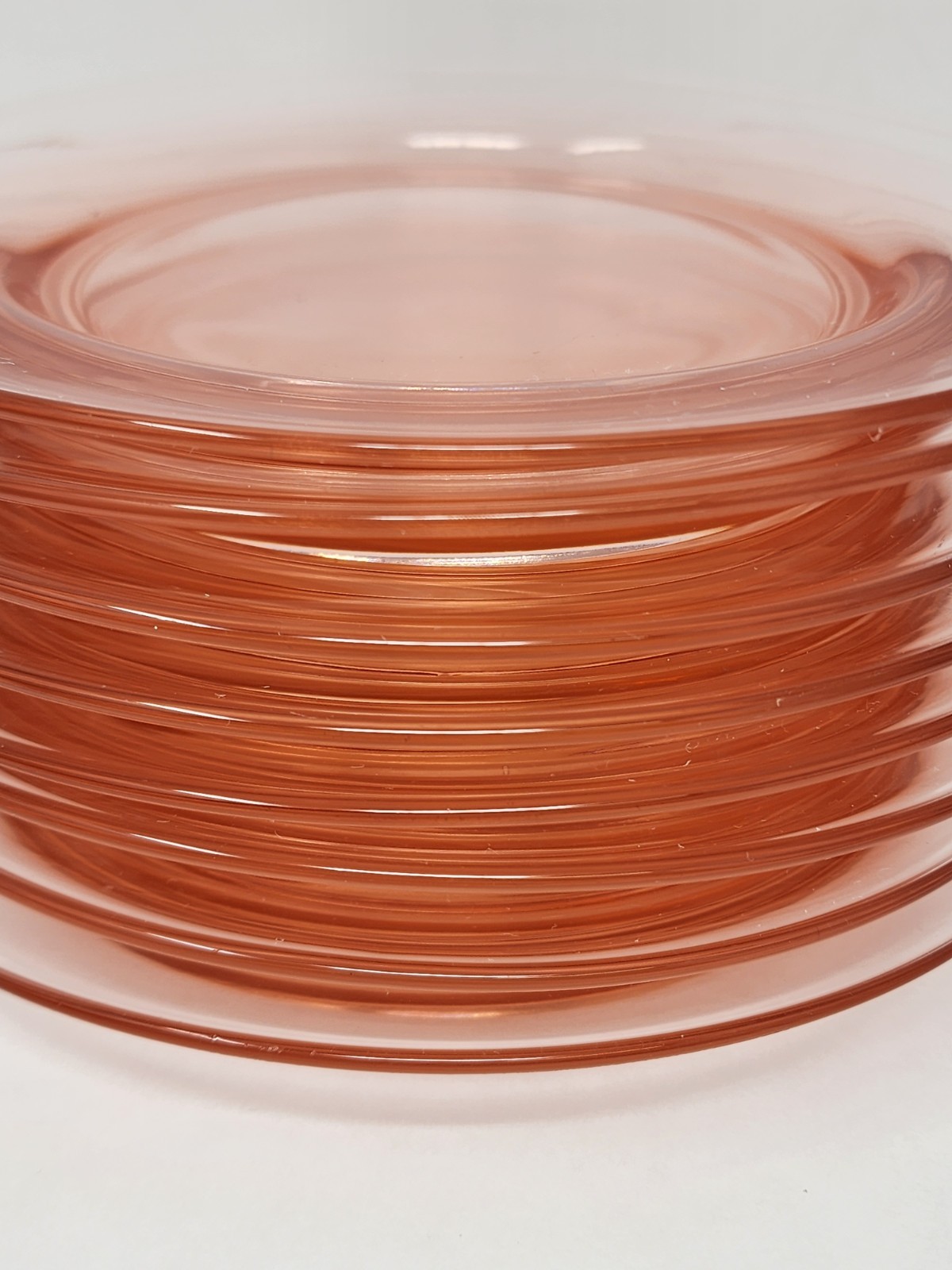 Set Of 8 Pink Depression Glass 7.75″ Round Salad Luncheon Plates