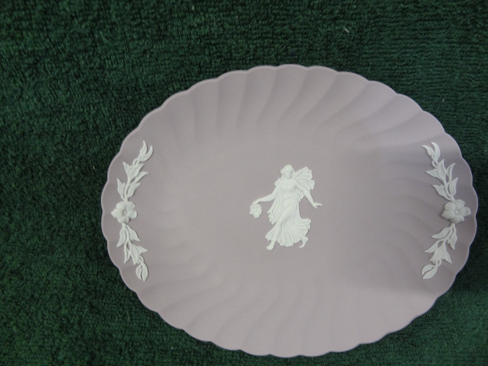 Vintage Wedgwood Lavender Lilac Jasperware Dancing Hours Oval Pin Tray Plaque 7″