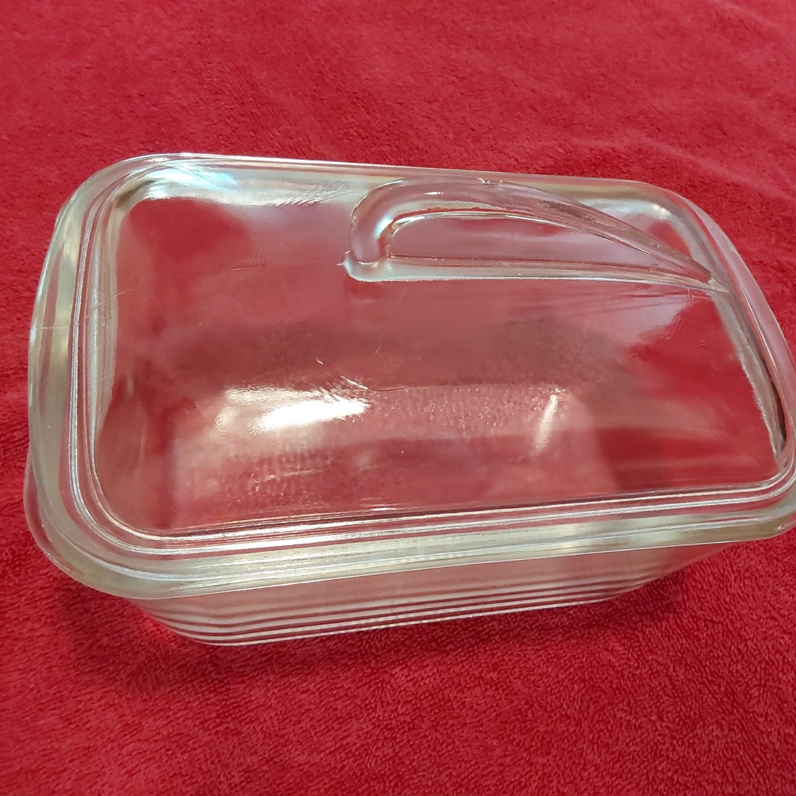 Vintage Clear Glasbake Art Deco Fin Lid Bread Casserole Lidded 1.5 Quart Dish