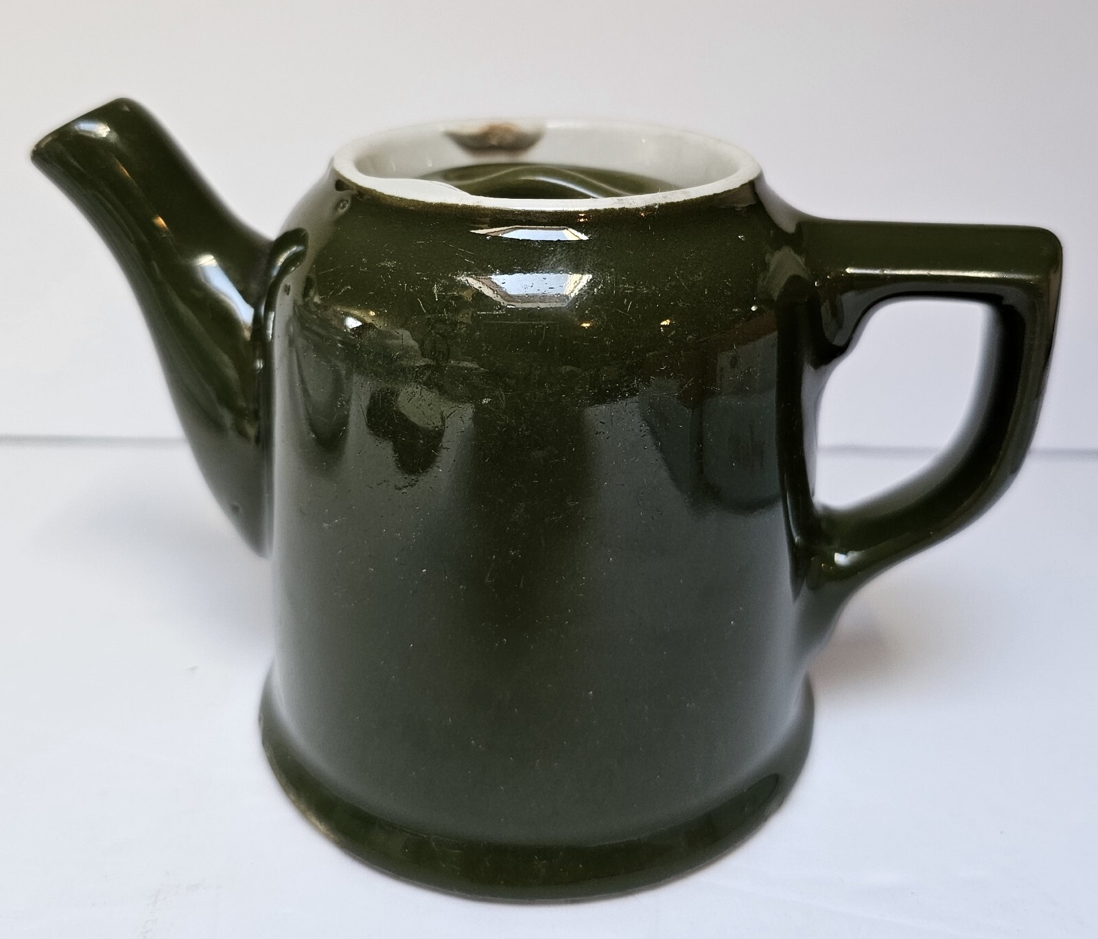 HALL Tea Pot Lidded Dark Green 3.75″ Used Condition