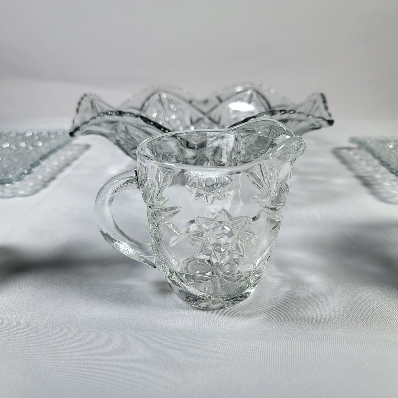 Anchor Hocking Wexford Glassware Lot Bowl Plate Cruet Creamer Candy Dish Vintage