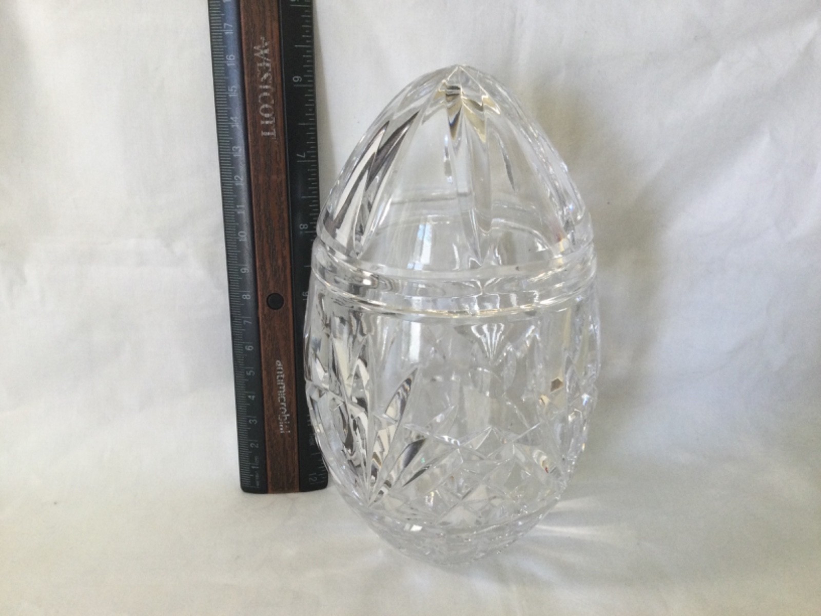 Crystal Egg Shaped Trinket Dish Easter Candy Jar Clear Crystal