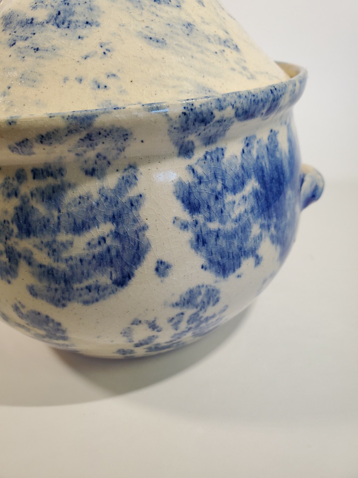 Blue Sponge Ware North Carolina Art Pottery Tureen John Garrou 1997 Spatter