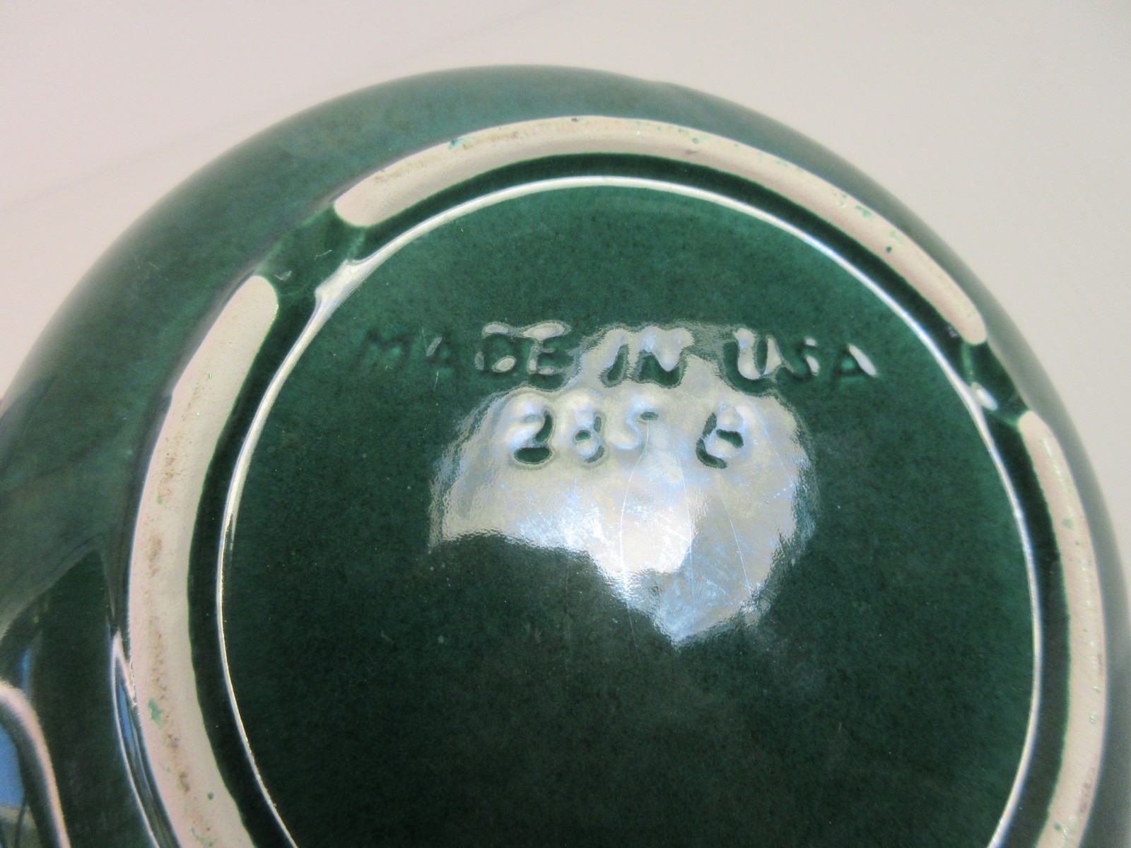 VTG Haeger Dark Green Cabbage Bowl #285B Fluted Edge Made in USA